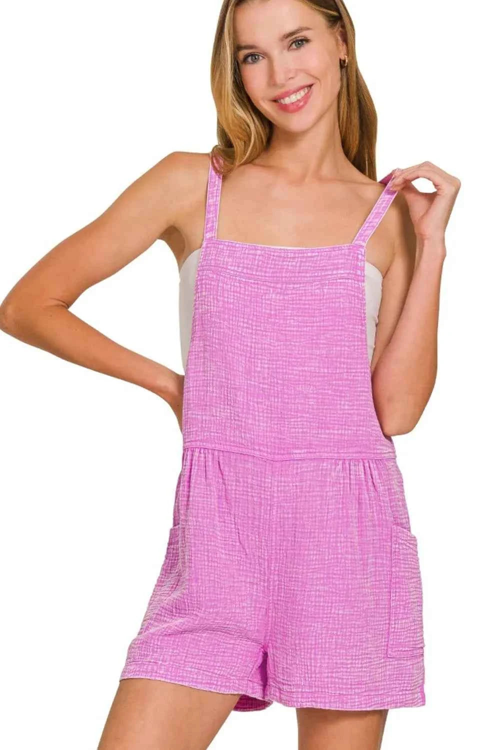 Washed Double Gauze Tie Back Rompers BRIGHT MAUVE beda27be-47ec-4271-bb60-d773f5a7ad74-Max-Origin