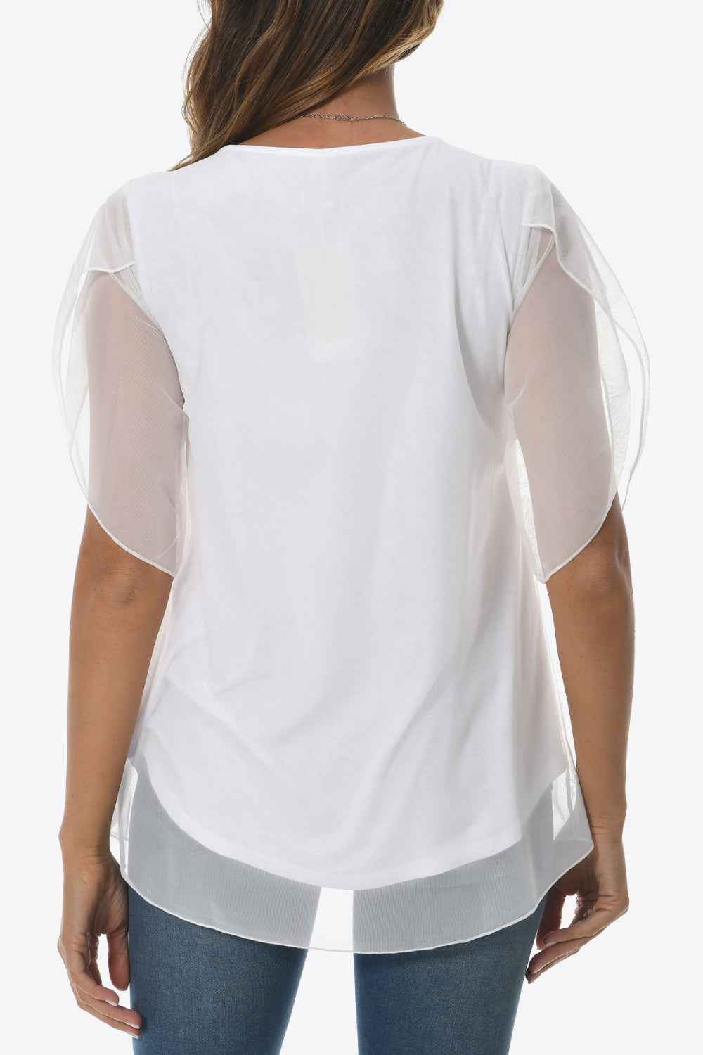 Round Neck Curved Hem Blouse bedc474e9a49477bbd8e3de1d18d69ec-Max