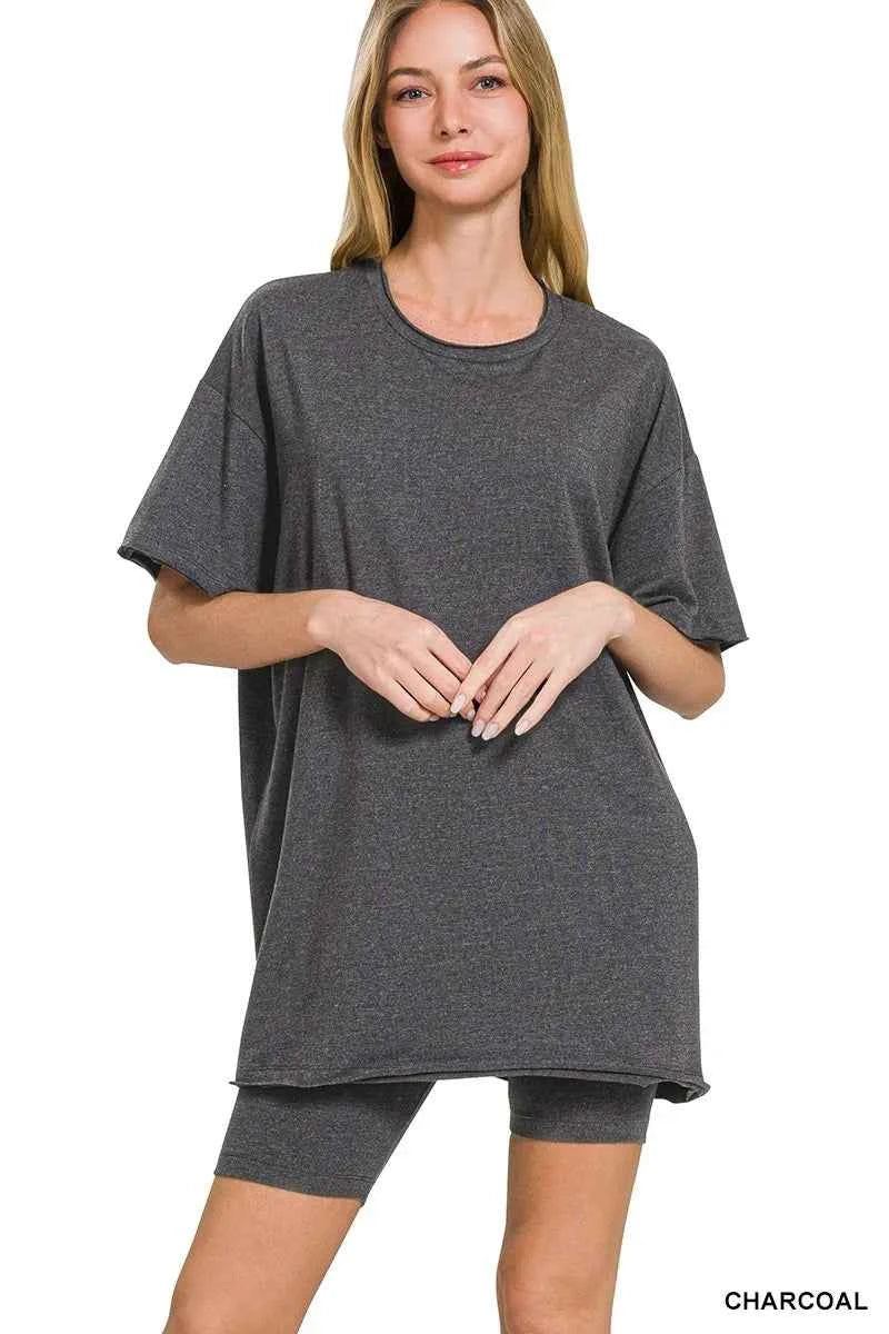 Cotton Round Neck Top & Biker Shorts bf12e6f4d0c74380b9559237a644f239-Max-Origin