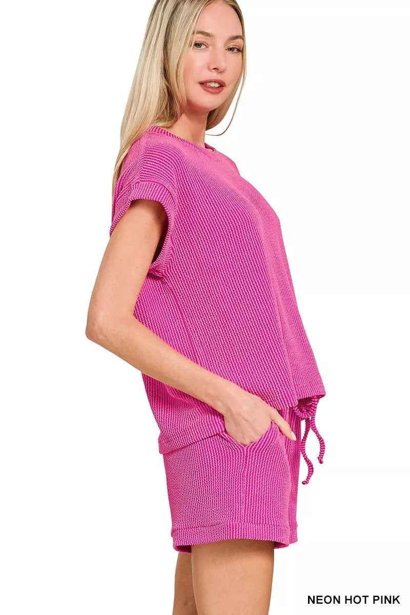 Zenana Raised Rib Cap Sleeve Top & Shorts Set bf172f2913b74a2e86c47ff3fb03d3f5-Max-Origin