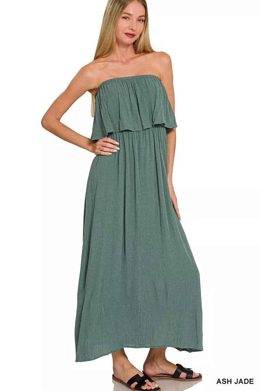 Zenana Woven Crinkle Strapless Maxi Dress bf1ccdb076d640348ca7797b8bfd6616-Max-Origin