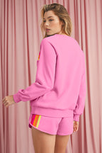 Bonbon Colorful Striped Long Sleeve Pullover and Shorts Set bf2549c8249a5de6