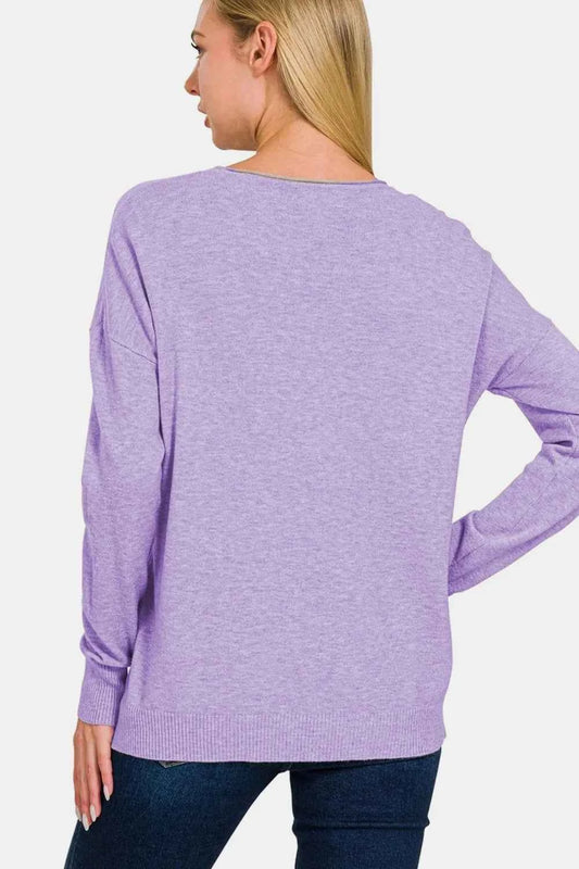 Zenana Front Seam Round Neck Sweater bf2e3f5b-1c68-4072-909c-12e22f151891-Max