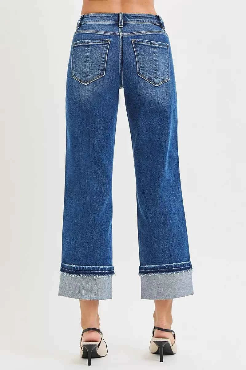 RISEN Mid Rise Ankle Straight Jeans with Cuffed Hem bf3109dad34d4c4c819b661d145675dd-Max-Origin