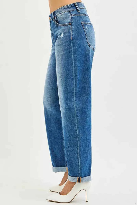 Full Size Mid Rise Barrel Double Roll Up Jeans Plus Size bf334d144cd54e1697c305efa268bc5b-Max-Origin