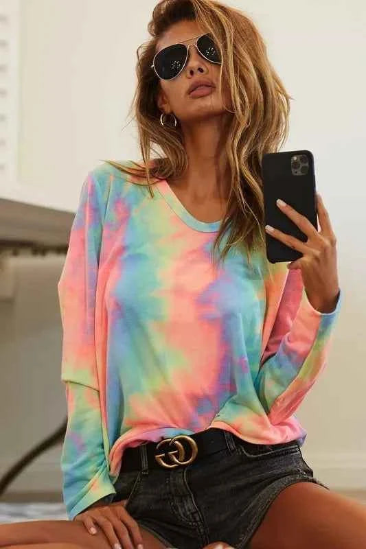Tie Dye French Terry Long Sleeve Knit Top bf41cf921c89447ca8dca8d651dcd542-Max-Origin