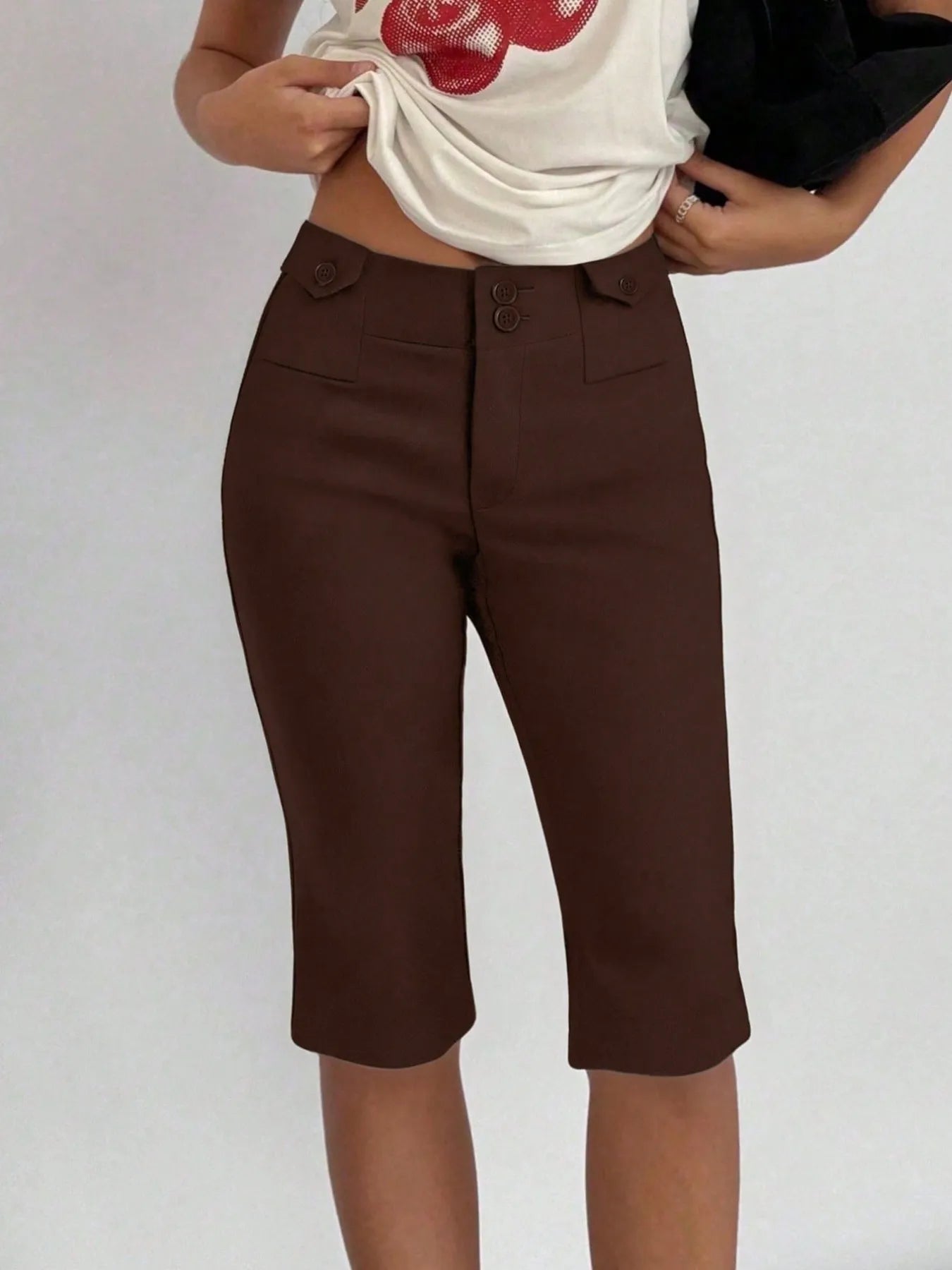 High-Waisted Shorts Dark Brown bf72a3c2-a7b1-464f-bc5b-a63b3f9777fb-Max-Origin
