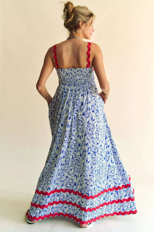 Geo 2 Tone Printed Wavi Trim Tiered Maxi Dress bf758e78a4534144ac142f2d0b083383-Max-Origin