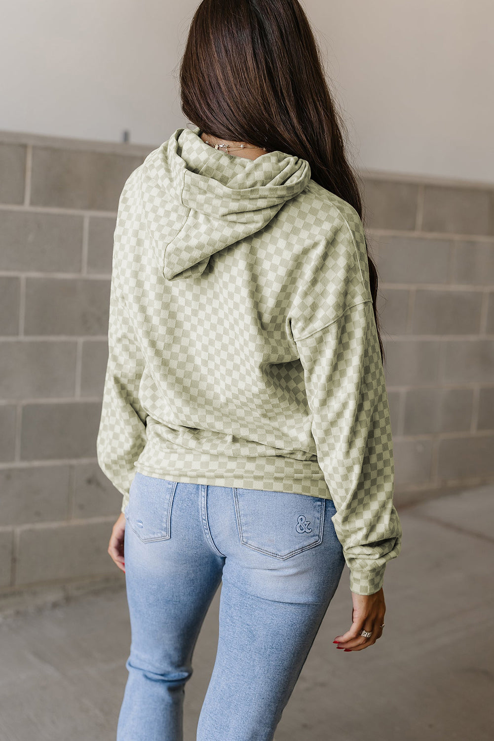 Green Checkered Kangaroo Pocket Hoodie bf7f55d5ee186bf5