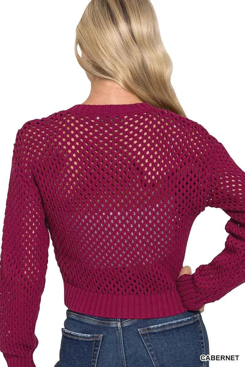 Zenana Button Down Lightweight Crochet Cardigan Sweater bf80f9e9-d009-4a5a-afba-8649cd9d2797-Max-Origin