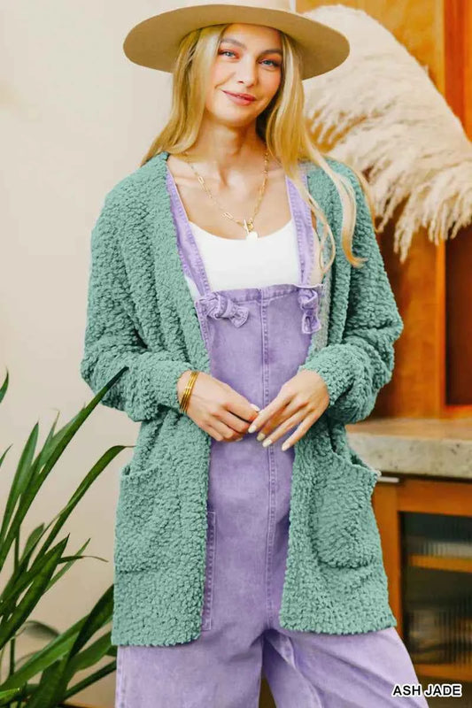 Zenana Long Sleeve Popcorn Sweater Cardigan with Pockets bf993ab7-319b-41ff-a3a2-4c21bf2a98c7-Max-Origin