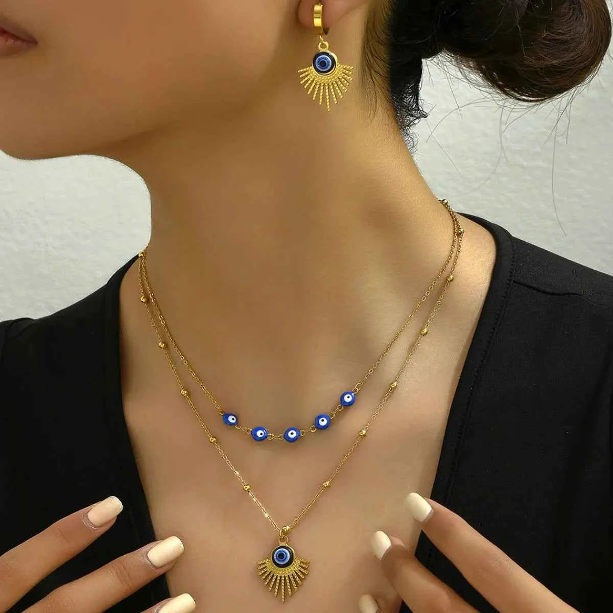 Stainless Steel Resin Necklace and Earrings Jewelry Set Gold One Size bfa4d408-0524-46ed-bab6-7ba6e0cf1c83-Max-Origin