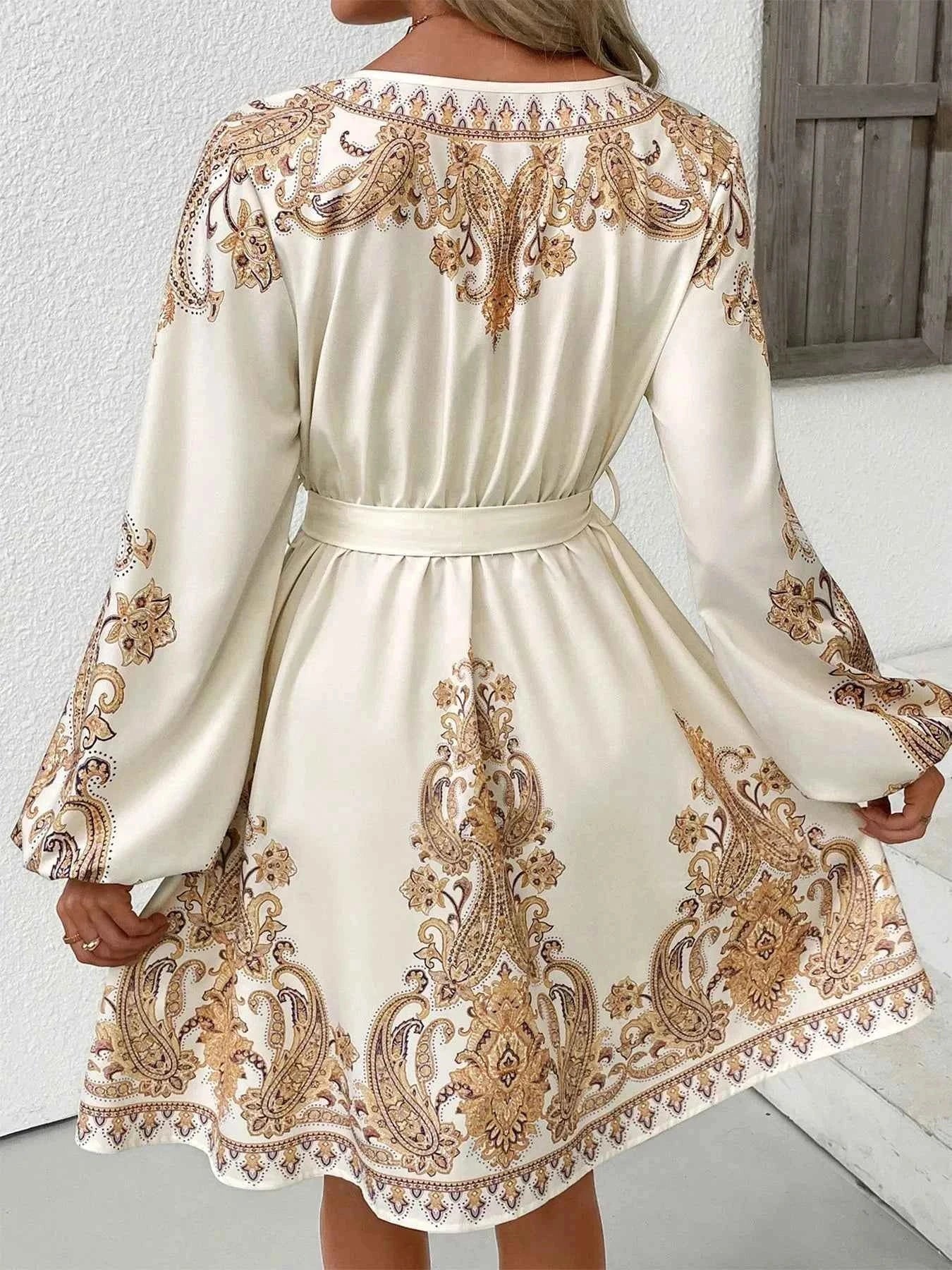 Printed Tie Waist Long Sleeve Dress bfae801e-5c5d-4b10-97a3-0dd9b7699a7e-Max-Origin