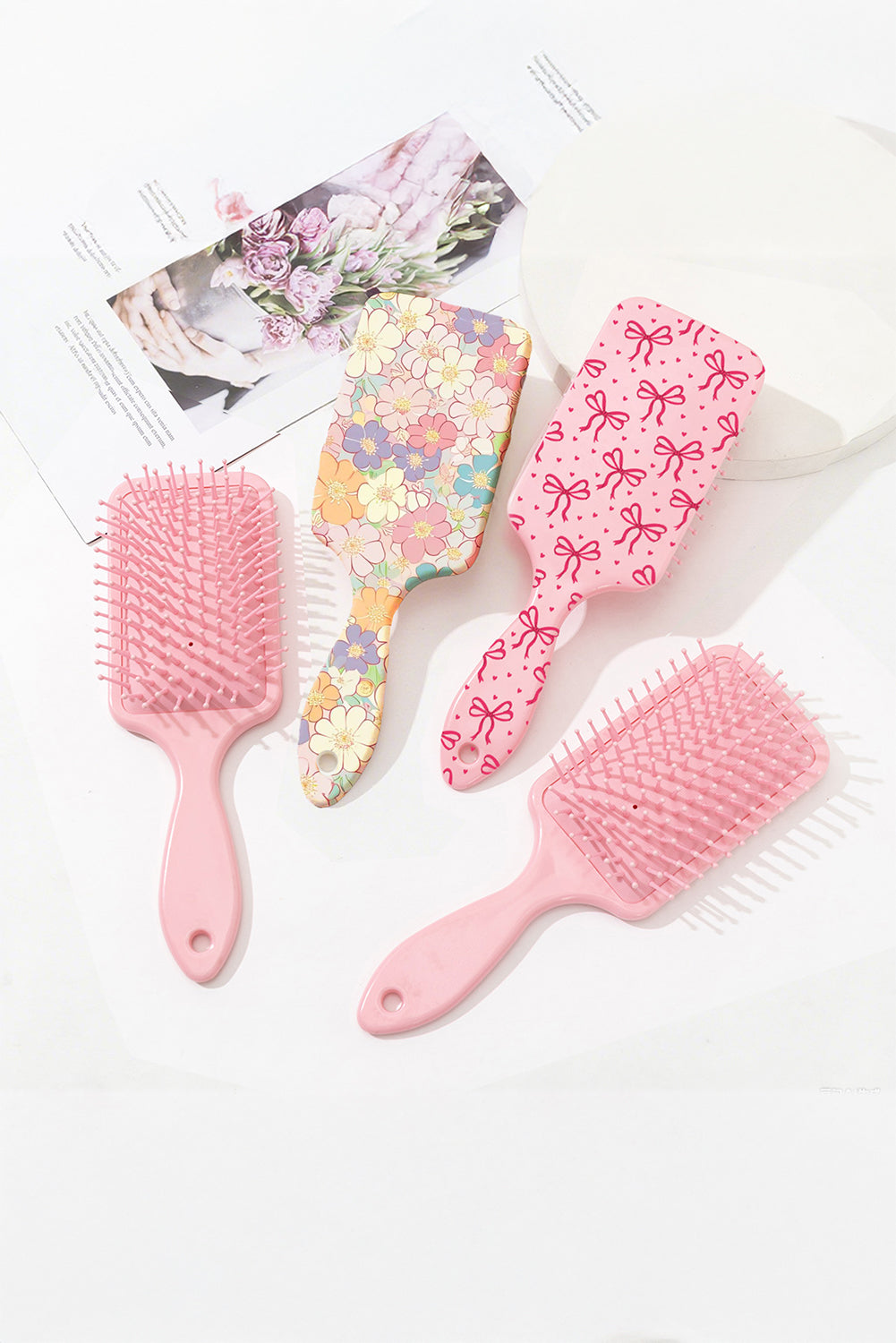Peach Blossom Flower Print Large Paddle Air Cushion Comb bfaf9e8d5c88658d
