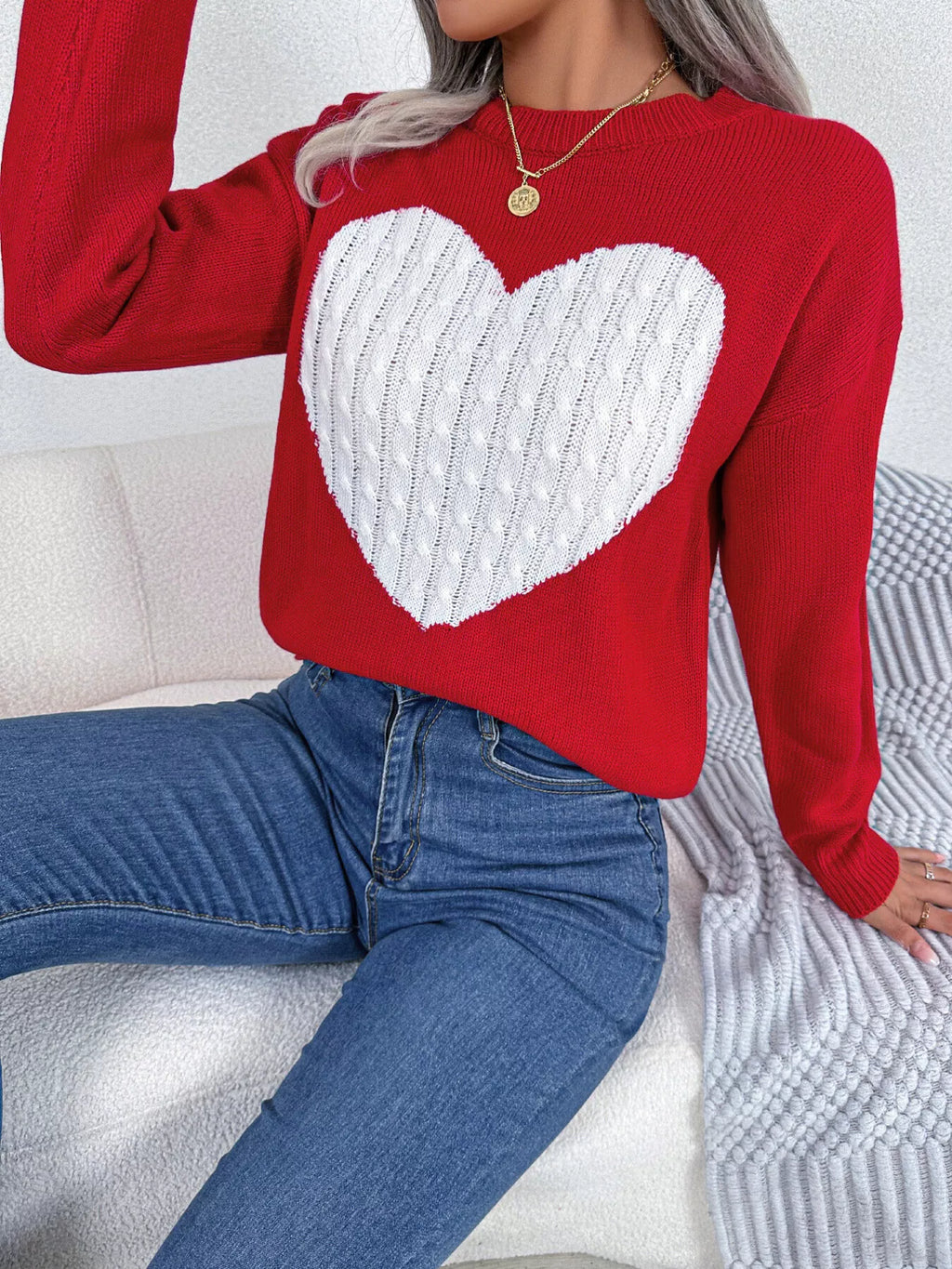 Cable Knit Heart Round Neck Sweater bfbaccff36704edfb34a92d76b060771-Max-Origin