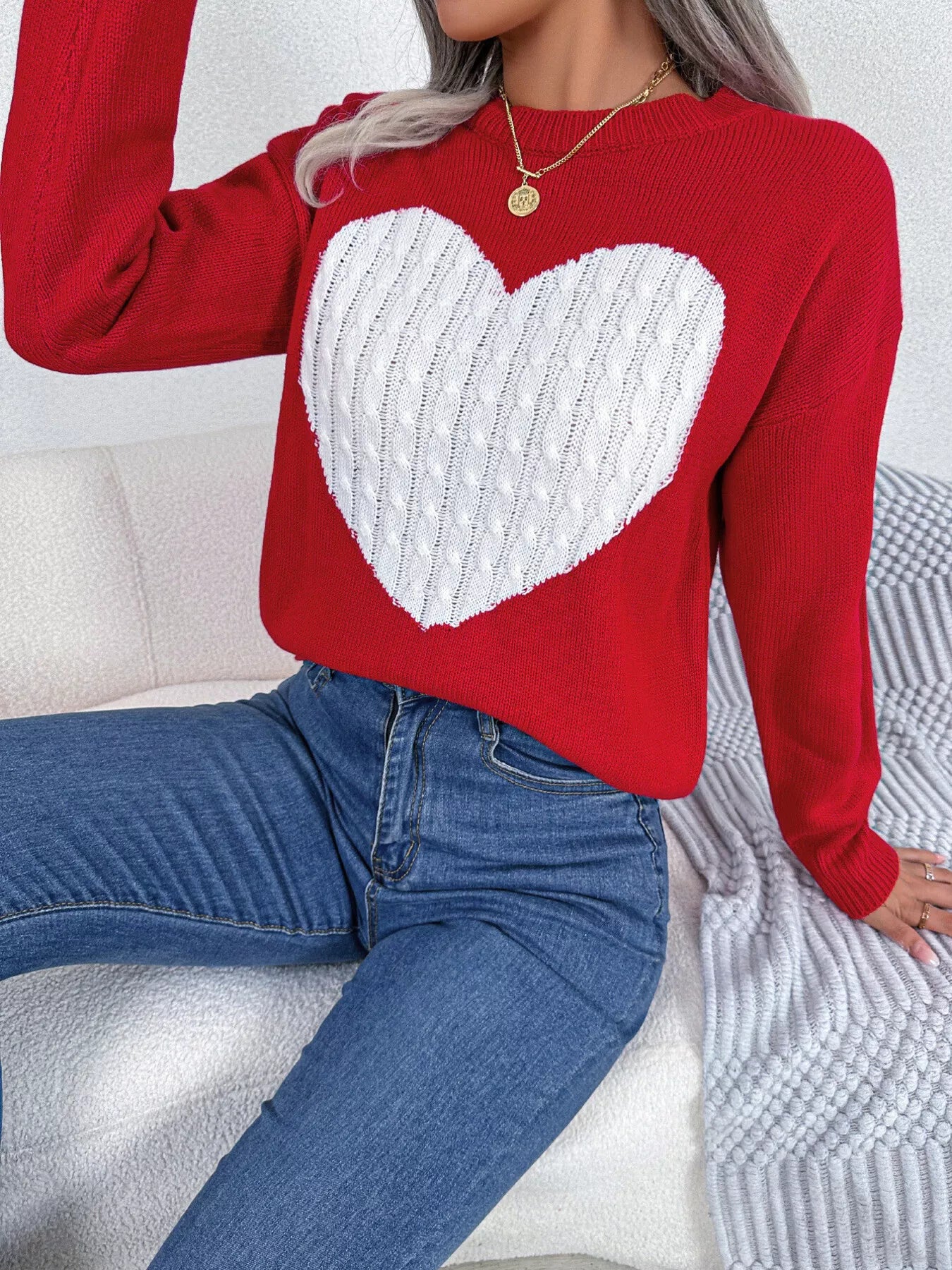 Cable Knit Heart Round Neck Sweater bfbaccff36704edfb34a92d76b060771-Max-Origin