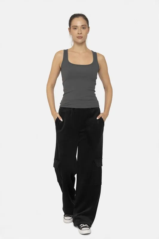 Mono B Elastic Waist Corduroy Cargo Pants bfbbabed-aece-418f-90fc-aee04c87858d-Max