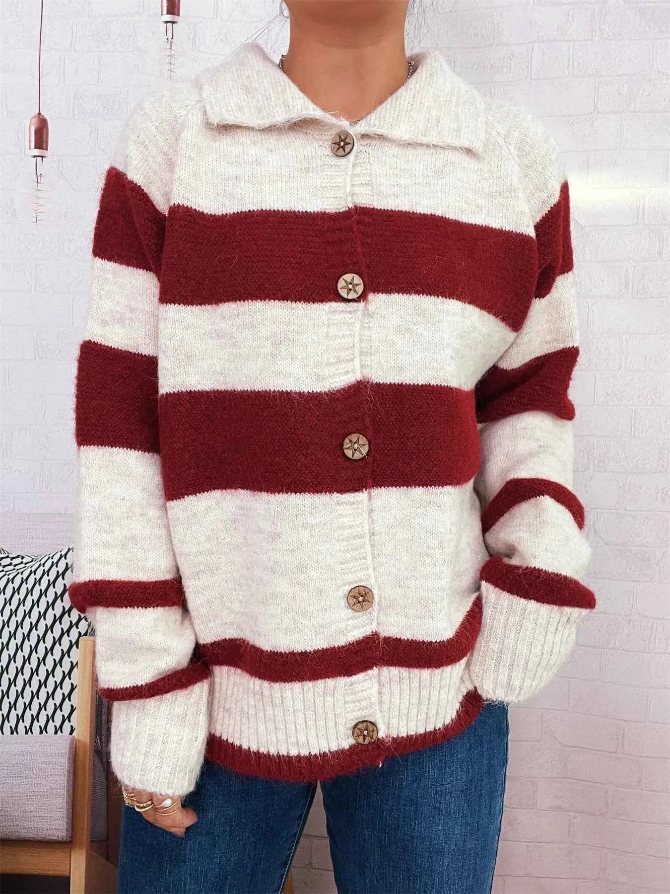 Striped Button-Up Cozy Cardigan bfbf2d8f03894ea6b277b0cc13c2468b-Max-Origin