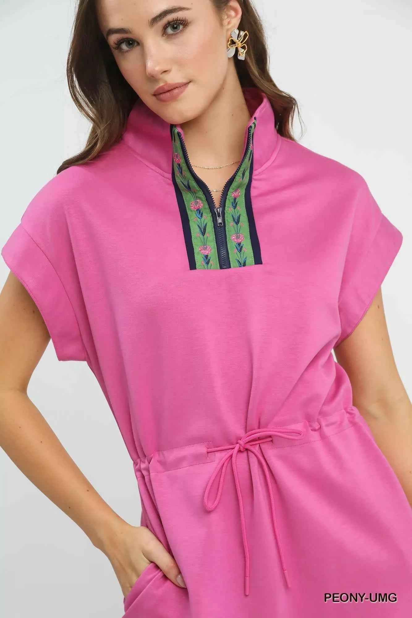 Umgee Dolman Sleeve Zip Detail Dress bfbf4119-d413-4632-9841-e3499540f138-Max-Origin