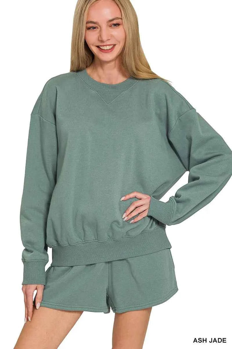 Zenana Fleece Long Sleeve Sweatshirts & Shorts Set ASH JADE bfc24e6989264e5f88b111bfdf55aad8-Max-Origin