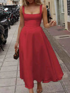 Square Neck Wide Strap A-Line Dress bfc6ac39-b234-4808-bb0b-b398114d0b74-Max-Origin