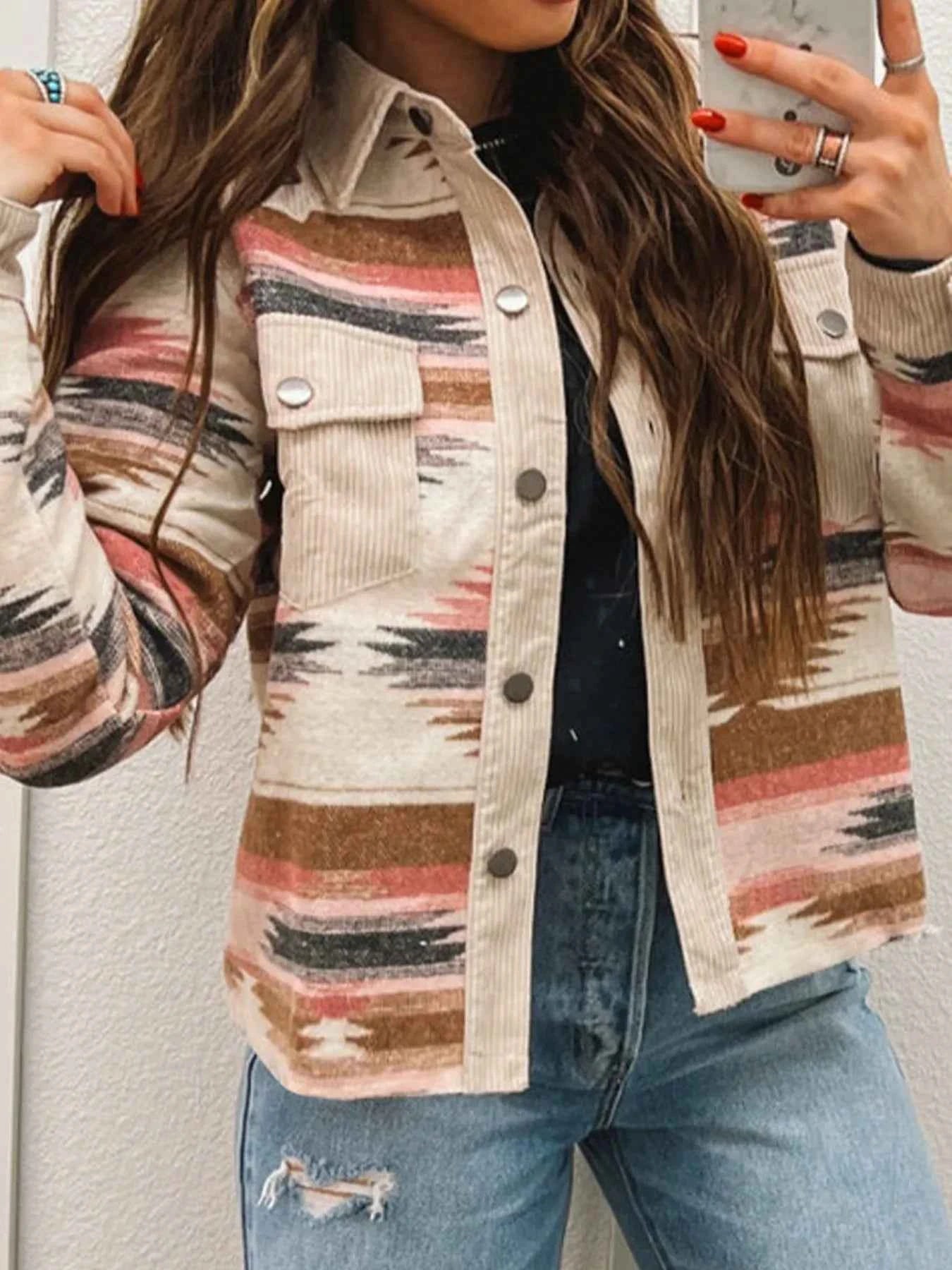Corduroy Hem Striped Button-Up Jacket bfc888b2-e1a6-42af-bd6b-69c2ff882b87-Max-Origin