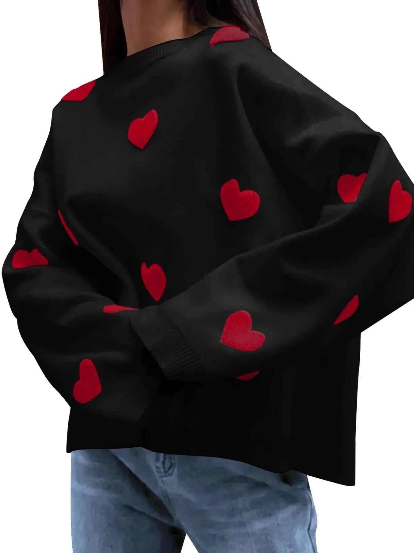 Heart Round Neck Long Sleeve Sweater bfc9eba2-30e0-4541-8151-76a60150f847-Max-Origin