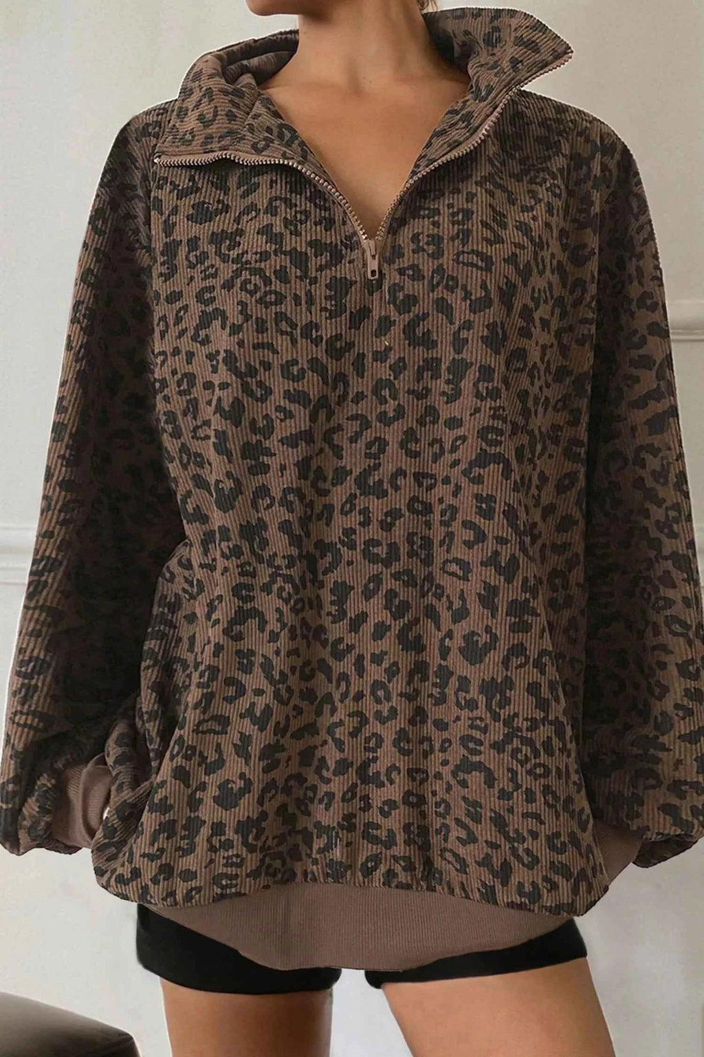 Leopard Print Quarter Zip Corduroy Sweatshirt bfcff94e3a034d5a9ccb186b5f812bfb-Max-Origin