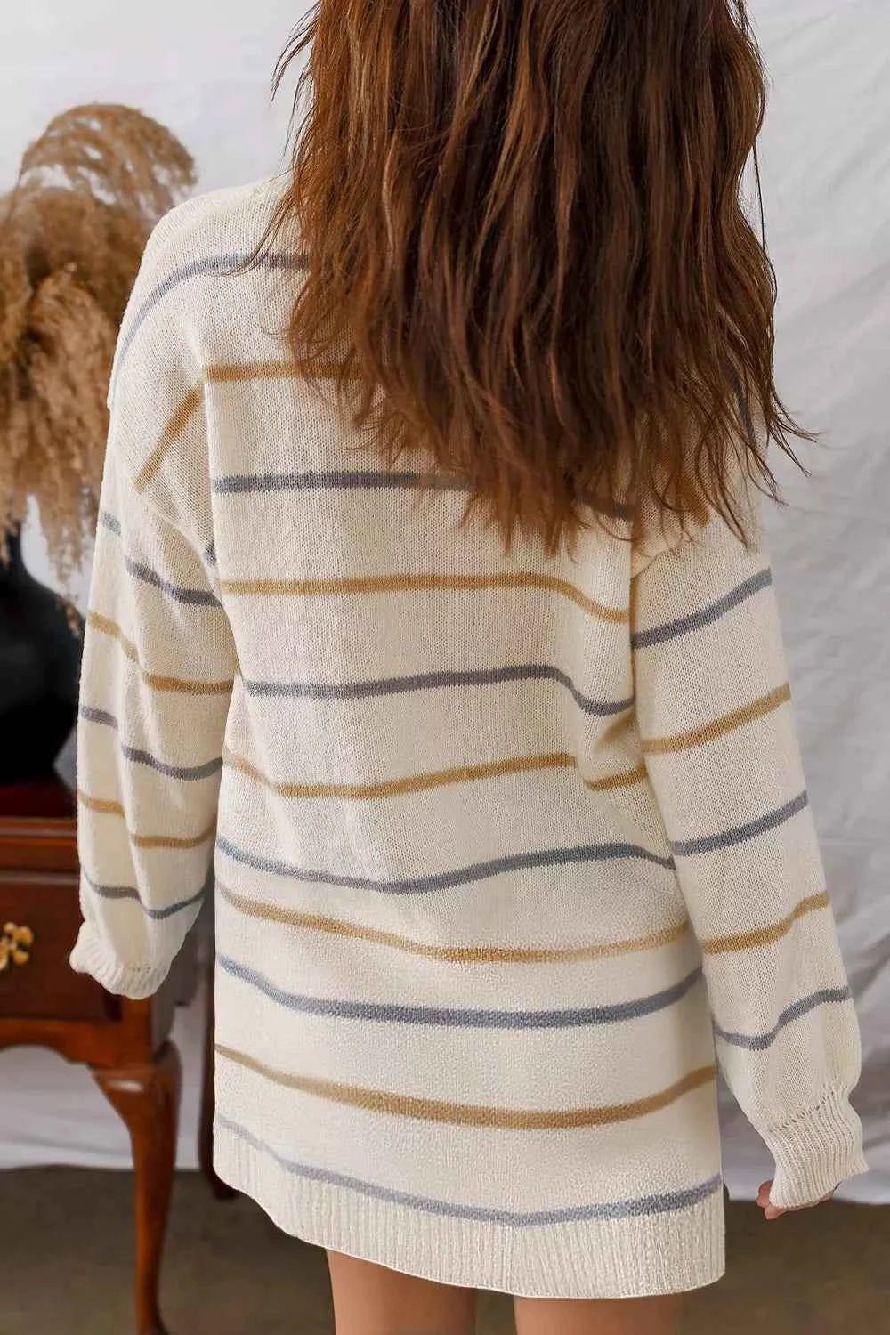 Striped Dropped Shoulder Oversized Sweater Dress bfd6ea77-35d1-45a4-9026-234c723cd020-Max-Origin