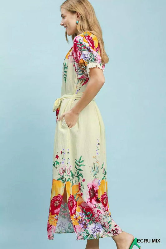 Mix Floral Border Print Midi Dress bfe4f7a9-6485-40dc-94a6-de593bc6e7a3-Max-Origin