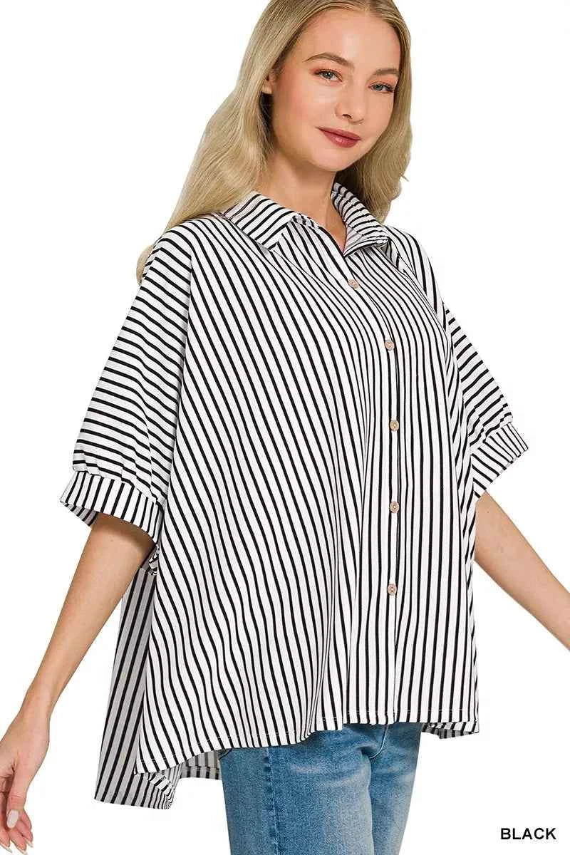 Zenana Oversized Stripe Button Down Shirt bfef9cfe387647738855e7d1a1ae3be0-Max-Origin