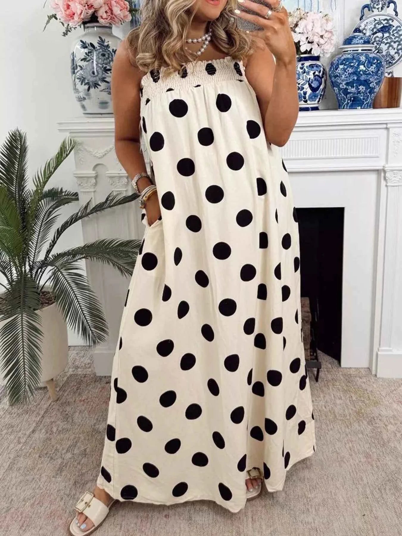 Polka Dot Spaghetti Strap Maxi Dress bff72b9c-455a-4280-b3f9-c24c30f62f38-Max-Origin