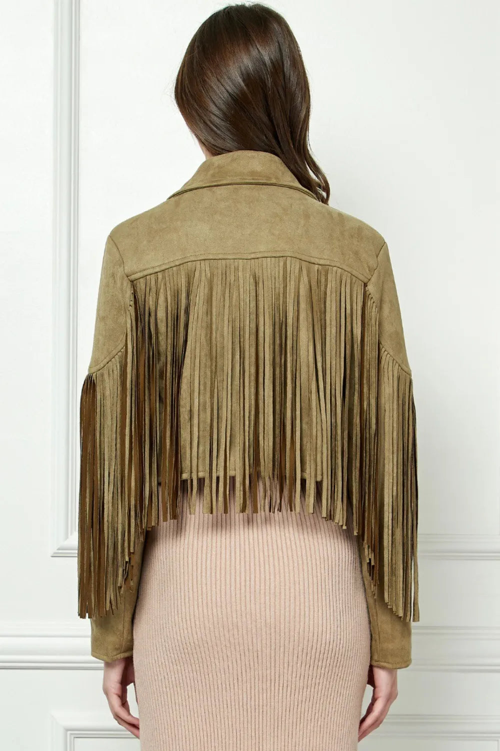 Veveret Suede Fringe Long Sleeve Moto Jacket c0072586-8067-4783-8a4a-b3d5fe7991b7-Max