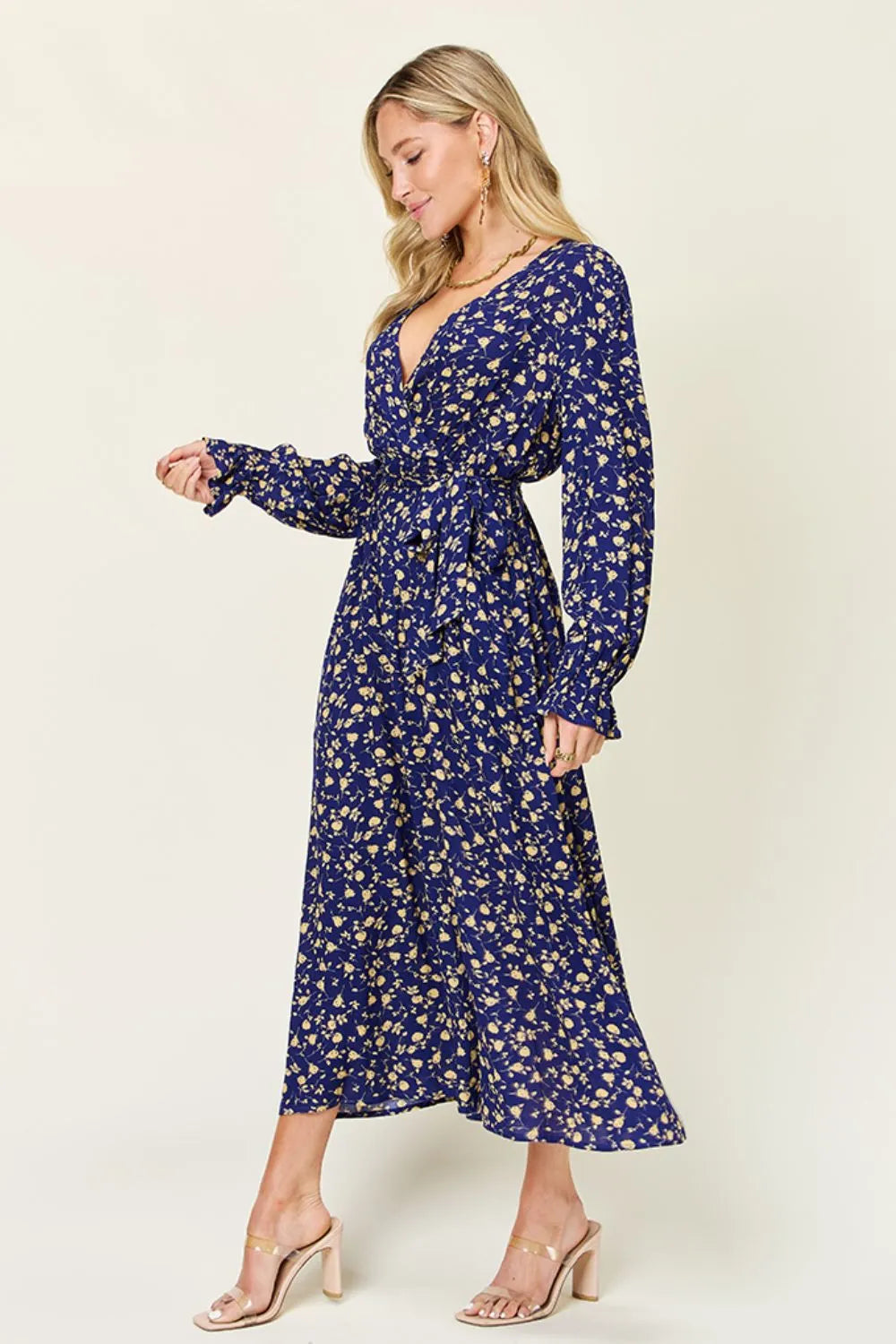Double Take Full Size Tie Back Flounce Sleeve Dress c00bb1d0-5e36-4e3c-a9ba-426f483a0ad9-Max