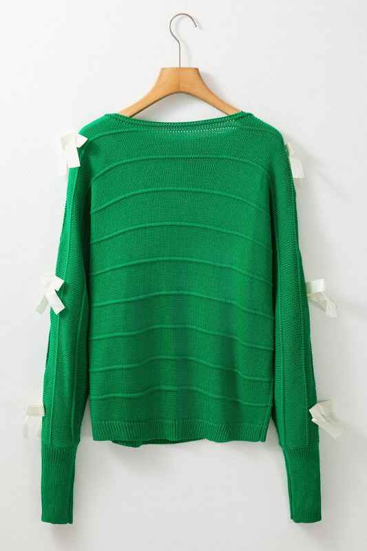 Bow Cut-Out Round Neck Sweater c0114a66-7762-42a7-87d8-e61cfc846306