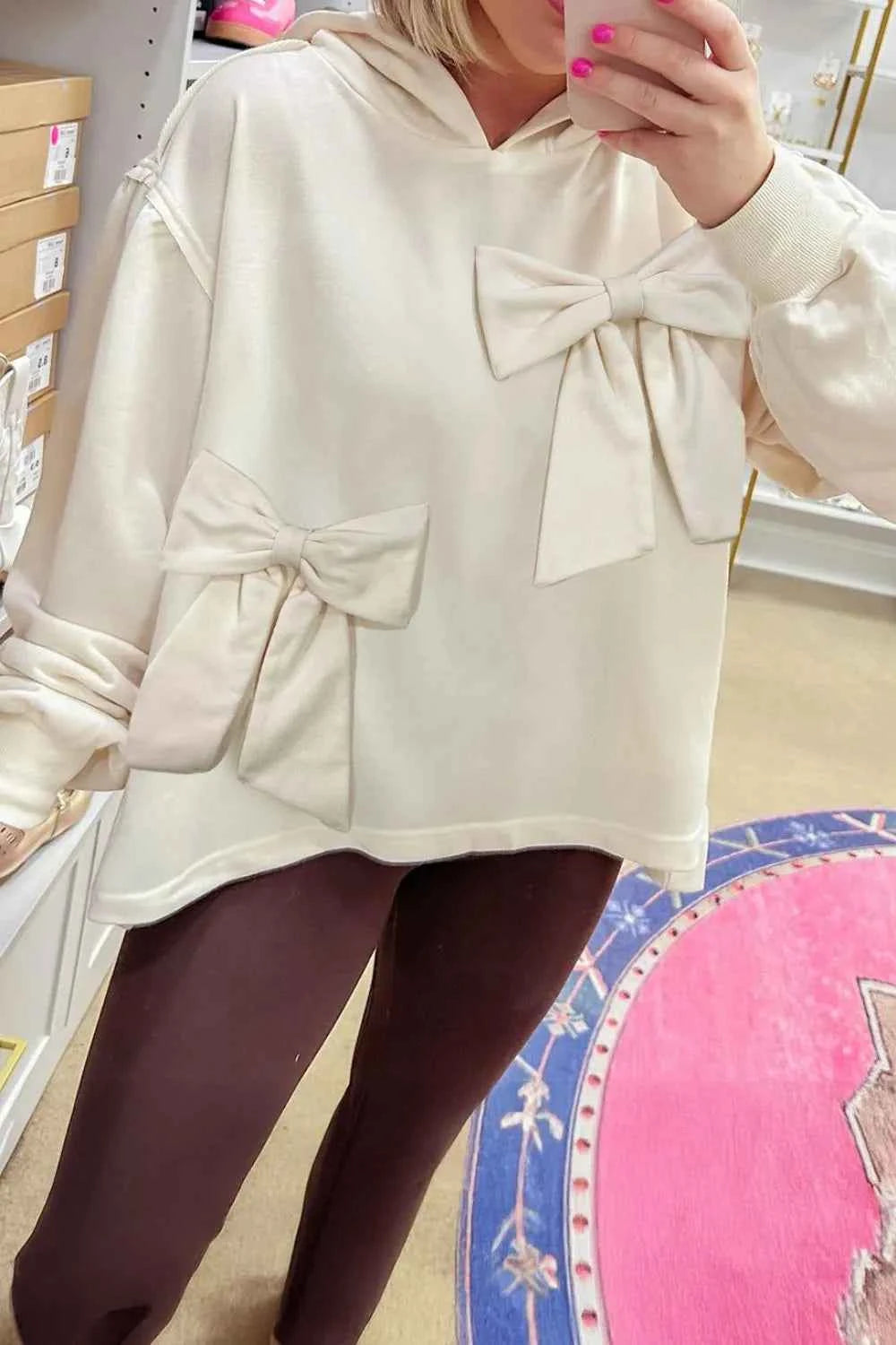 Bow Detail Dropped Shoulder Oversized Hoodie c022555b-823b-4a3a-b1bd-b7e451d38fc8-Max-Origin