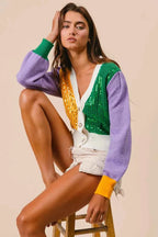 BiBi Mardi Gras Color Block Sequin Sweater Cardigan c0232da0b366471897e1e306c42b774a-Max-Origin
