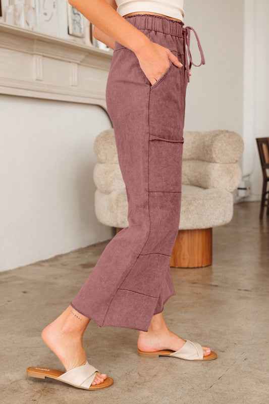 Mineral Wash High Waist Raw Hem Pants c02848be-00f5-4aa6-8175-d6c0bf96c087