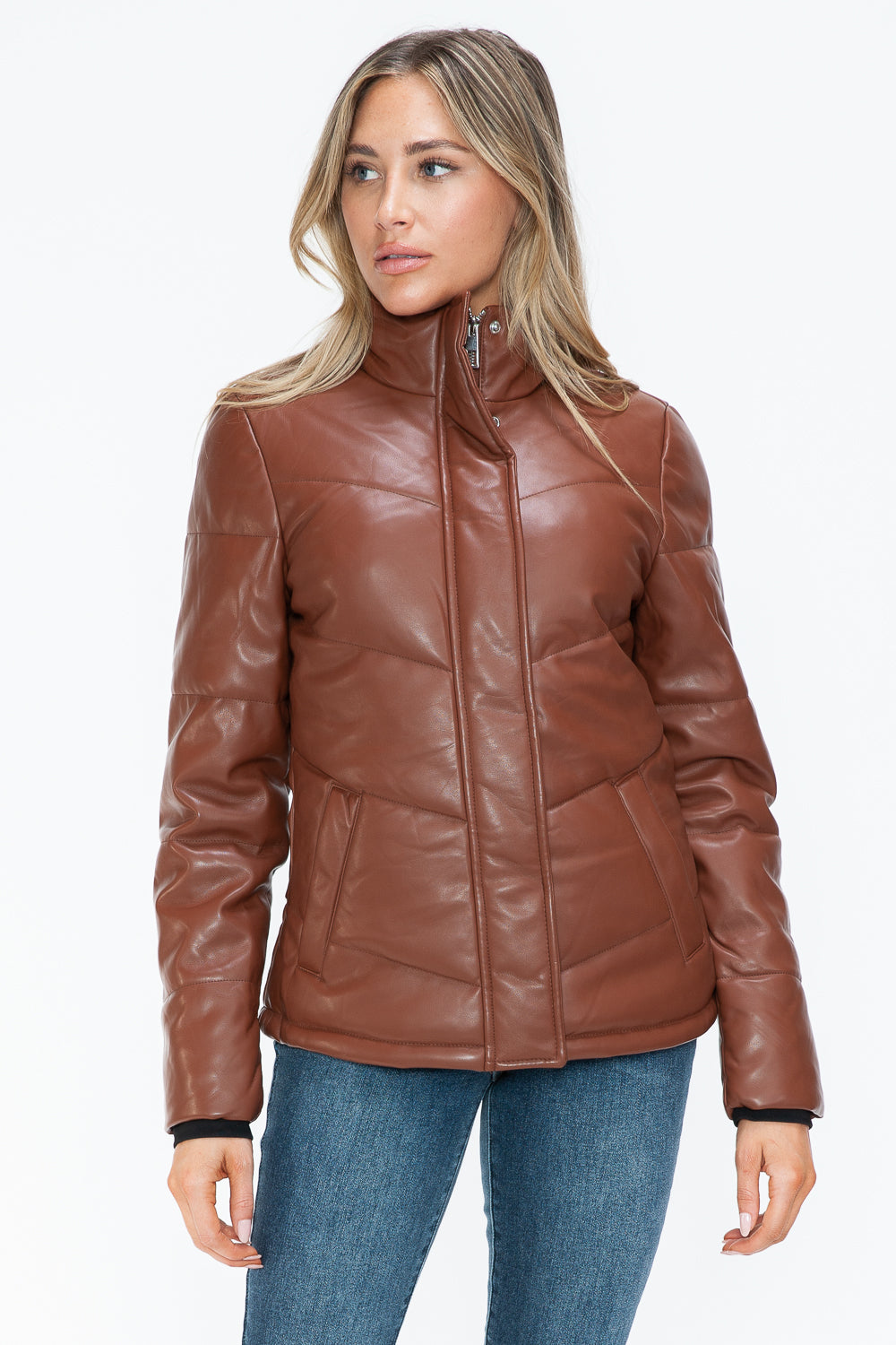 Snobbish Pocketed Zip Up Turtleneck Puffer Jacket