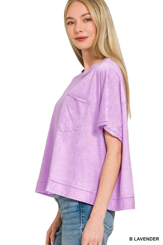 Zenana Acid Washed Oversized Top & Shorts Set c0322d2c90624c438c06e58b71f64fc8-Max