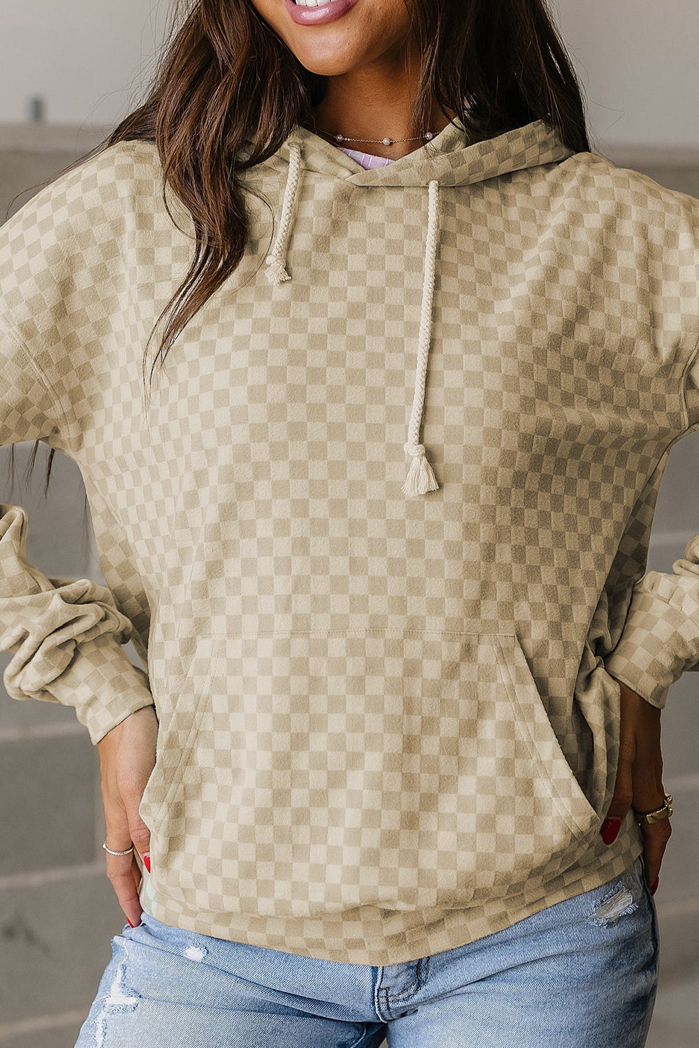 Green Checkered Kangaroo Pocket Hoodie c039a6314d99c7c7