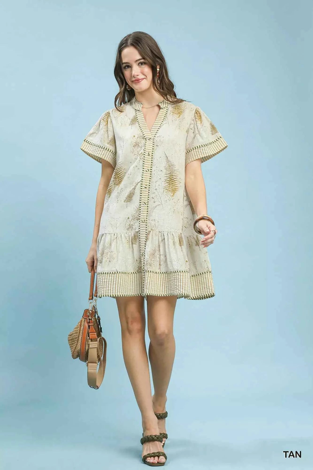 Umgee Linen Printed Button-Front Tiered Mini Dress c04060f0-c8a9-415b-b001-7941a4ab9485-Max-Origin