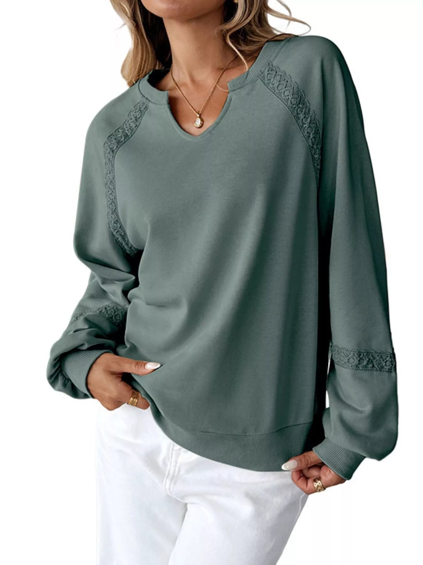 Notched Raglan Sleeve Sweatshirt c0413e59-7aa2-4726-a7f8-e87915d2607a-Max-Origin