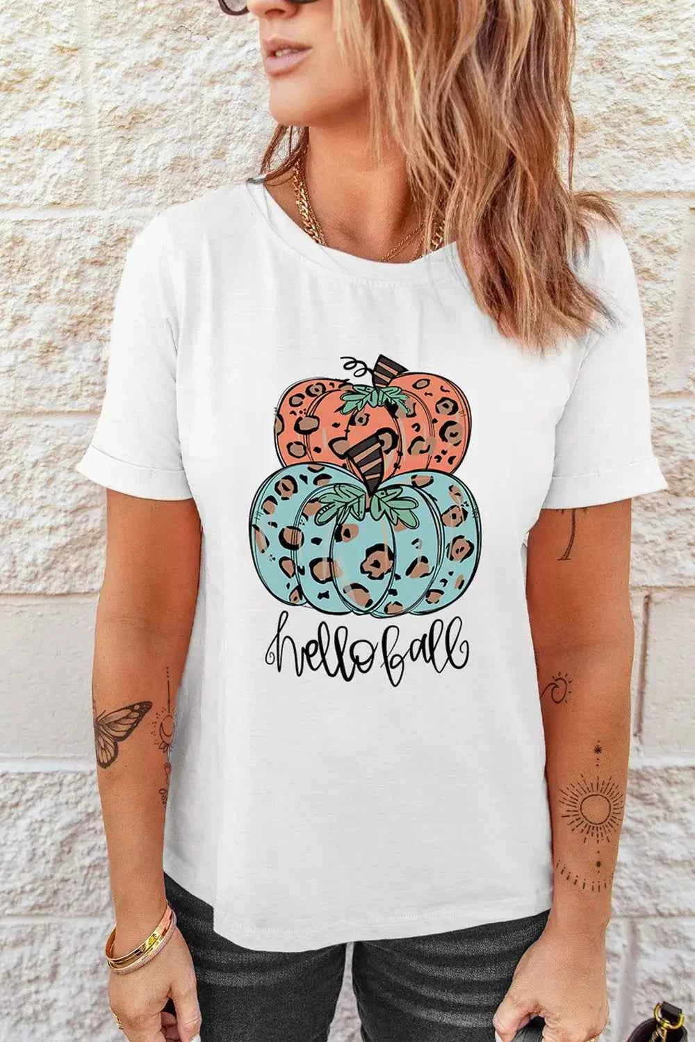 Pumpkin Graphic Short Sleeve T-Shirt c04eee1d29be47398ef192cd8a29af9b-Max