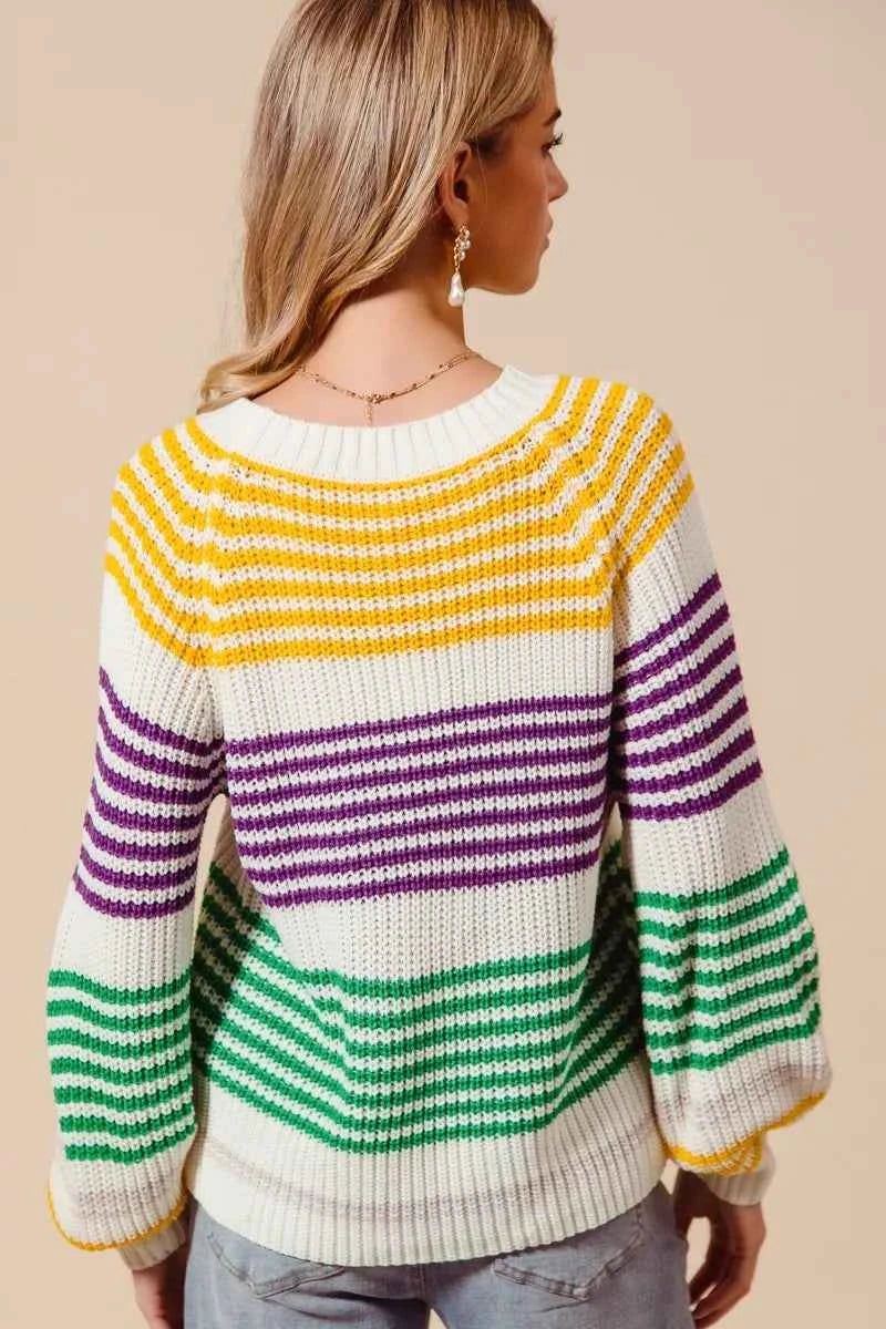 SO ME Mardi Gras Color Striped Raglan Sweater Top c0569deee8e04f519db1ca1e79047cfb-Max-Origin