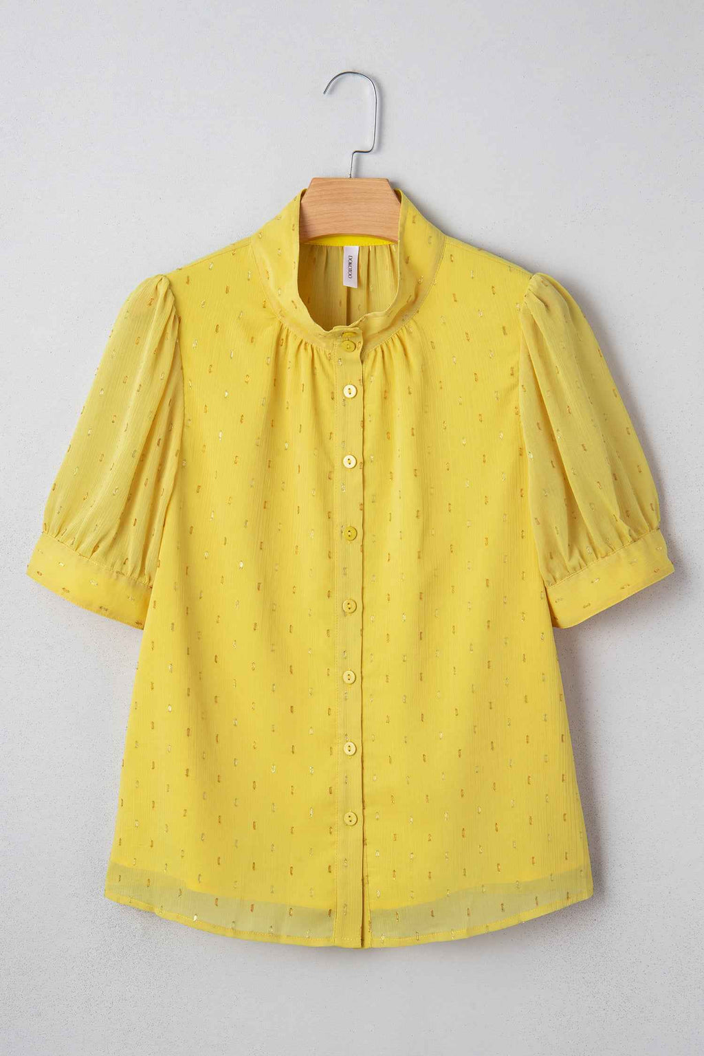Yellow Cream Metallic Jacquard Short Sleeve Shirt c05d9fa820149968