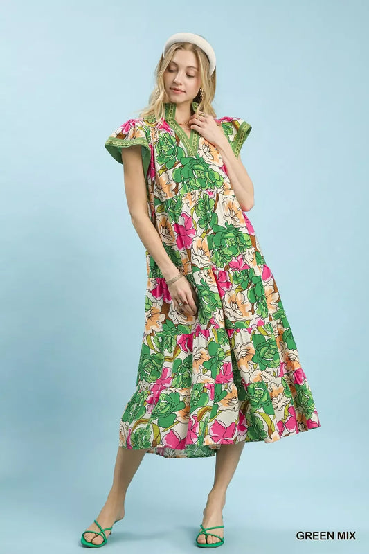 Mix Bold Floral Tiered Midi Dress c061aa0c-0b26-4c97-9f93-a59e6f6d577a-Max-Origin