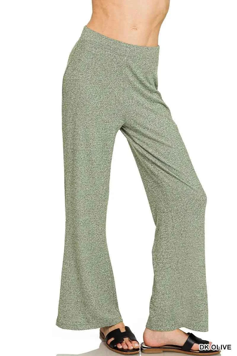 Zenana Soft Elastic Waisted Flare Pants DK OLIVE c06bc0b00eb84ccab4356713a75914d7-Max-Origin