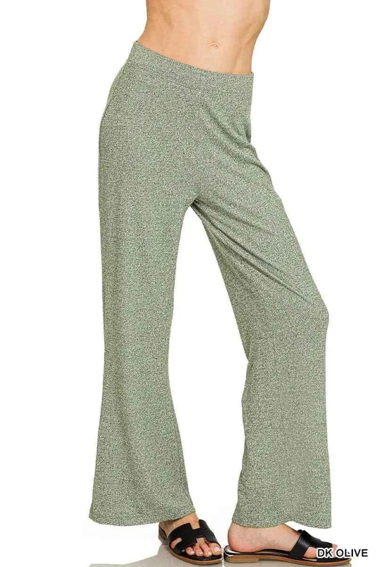Zenana Soft Elastic Waisted Flare Pants DK OLIVE c06bc0b00eb84ccab4356713a75914d7-Max-Origin