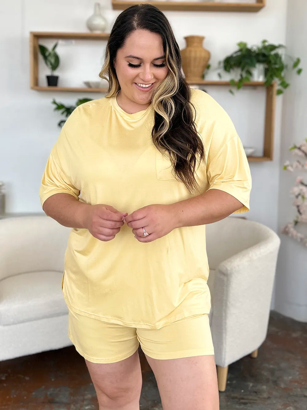 Basic Bae Bamboo Full Size Round Neck Drop Shoulder T-Shirt and Shorts Set c070b07d-3894-4772-af9a-89dbd8157622-Max